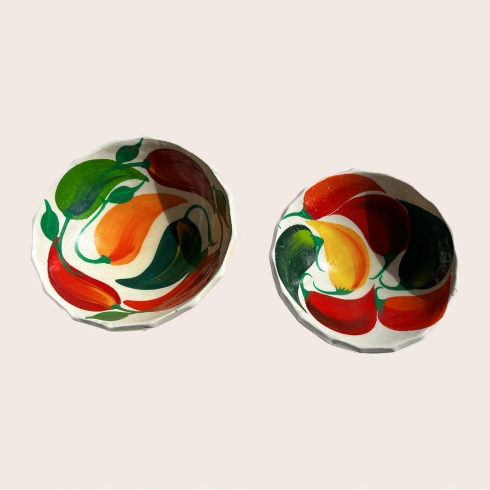 Vintage clay pepper dishes set of two